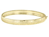 10K Yellow Gold 7MM Flex Oval with Floral Design Hinged Bangle