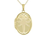 10K Yellow Gold Oval Starburst Locket with Singapore Chain