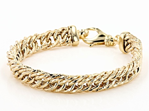 10K Yellow Gold Diamond-Cut 9MM Curb Link Bracelet