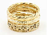 10K Yellow Gold Set of 3 Byzantine, Torchon, and Weave Band Ring