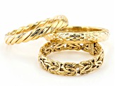 10K Yellow Gold Set of 3 Byzantine, Torchon, and Weave Band Ring