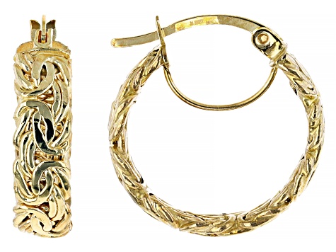 10K Yellow Gold High Polished 5x20MM Byzantine Hoop Earrings