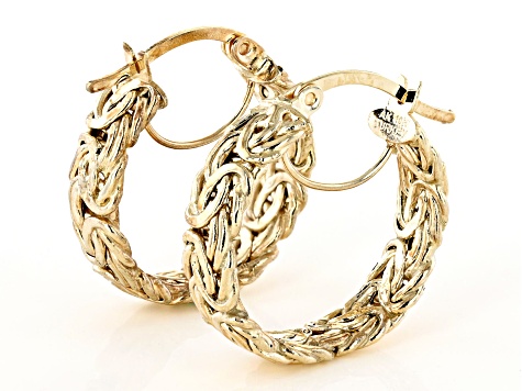 10K Yellow Gold High Polished 5x20MM Byzantine Hoop Earrings