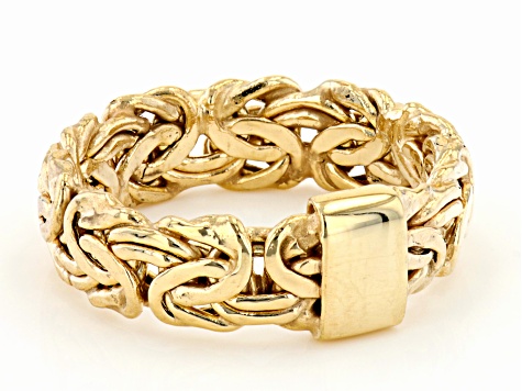 10K Yellow Gold High Polished Byzantine Band Ring