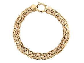10K Yellow Gold High Polished 10MM Byzantine Link Bracelet