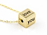 10K Yellow Gold "I Love You" Cube Necklace