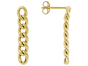 14K Yellow Gold Drop Curb Link Earrings