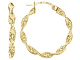 10K Yellow Gold 2x25MM Polished Twisted Tube Hoop Earrings