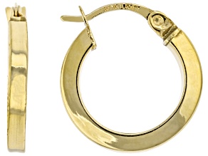10K Yellow Gold 2x15MM Polished Squared Tube Hoop Earrings