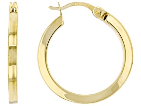 10K Yellow Gold 2x20MM Polished Squared Tube Hoop Earrings