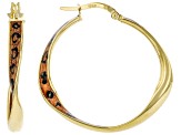 10K Yellow Gold Leopard Print Enamel Oval Tube Hoop Earring