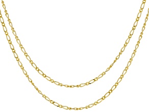 10k Yellow Gold Set of Two Figaro Link Chains