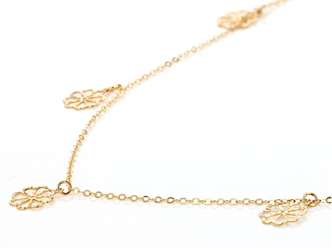 10K Yellow Gold Flower Station Necklace