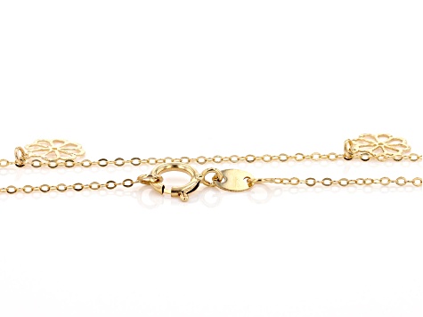 10K Yellow Gold Flower Station Necklace