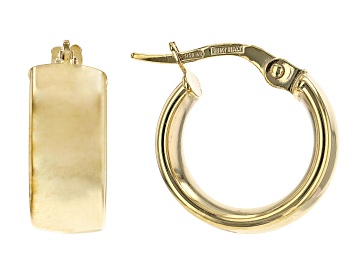 Picture of 10K Yellow Gold Domed Hoop Earrings