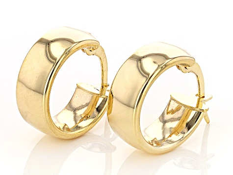 10K Yellow Gold Domed Hoop Earrings