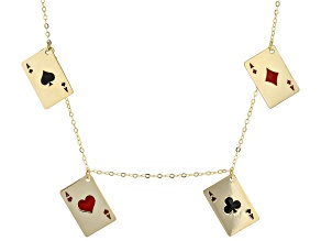 10K Yellow Gold Card Station Necklace