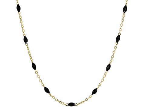 10K Yellow Gold Black Enamel Station 