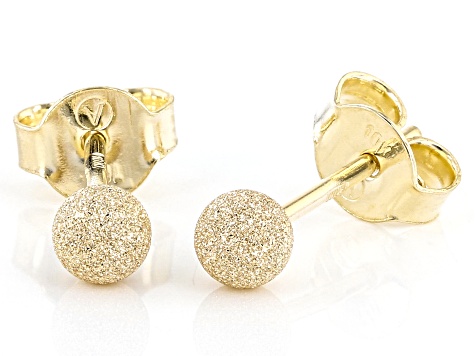 Fashion 9CT Rose Gold 4MM Diamond Cut Ball Stud Style Earrings Women Accessory 