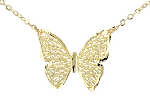 10k Yellow Gold Filigree Butterfly Adjustable Necklace