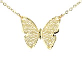 10k Yellow Gold Filigree Butterfly Adjustable Necklace