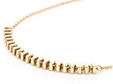 14k Yellow Gold Square Bead Center Station Necklace With Diamond-Cut Rolo Link Chain
