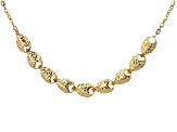 10k Yellow Gold Fancy Diamond-Cut Bead Necklace With Diamond-Cut Cable Link Chain