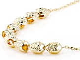 10k Yellow Gold Fancy Diamond-Cut Bead Necklace With Diamond-Cut Cable Link Chain