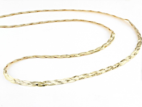 10k Yellow Gold Light Braided Herringbone Necklace