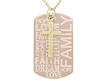 Picture of 10k Yellow Gold & 10k Rose Gold Over 10k Yellow Gold Script Dog Tag Pendant With Chain