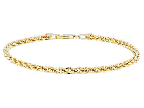 10K Yellow Gold 3mm Hollow Infinity Rope Bracelet