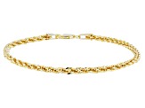 10K Yellow Gold 3mm Hollow Infinity Rope Bracelet