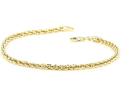 10K Yellow Gold 3mm Hollow Infinity Rope Bracelet