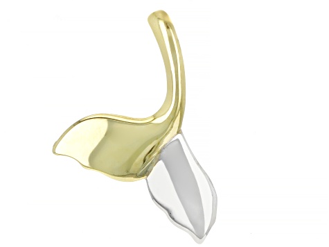 10k Yellow Gold & Rhodium Over 10k Yellow Gold Whale Tail Pendant