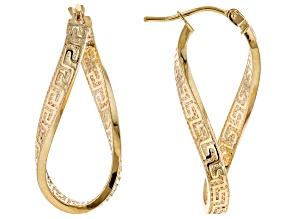 10K Yellow Gold Greek Key Wave Earrings