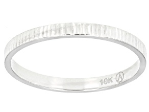 10K White Gold 2mm Textured Band Ring