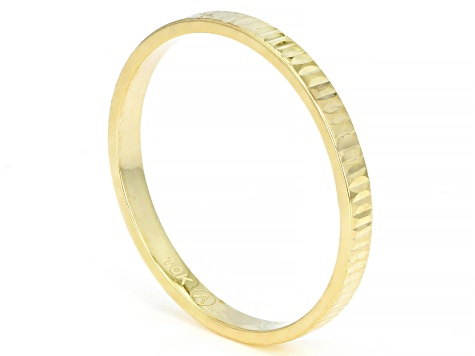 10K Yellow Gold 2mm Textured Band Ring
