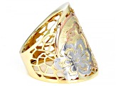 10K Yellow Gold Tri-Tone Flower Ring