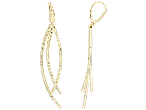 10k Yellow Gold Diamond-Cut Dangle Earrings