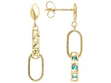 10k Yellow Gold Light Blue Enamel Paperclip Earrings