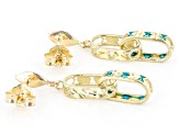 10k Yellow Gold Light Blue Enamel Paperclip Earrings