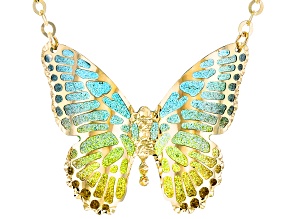 10k Yellow Gold Butterfly Enamel Necklace