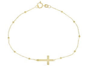 14k Yellow Gold Polished Cross Bracelet