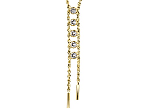10k Yellow Gold Cubic Zirconia Rope Lariat Necklace