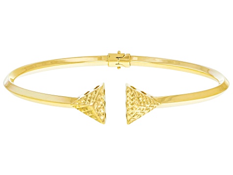 10k Yellow Gold Diamond-Cut Triangle Flex Bangle
