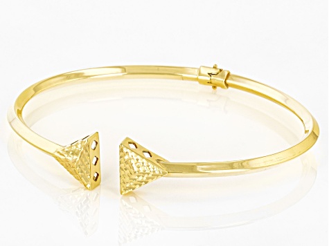 10k Yellow Gold Diamond-Cut Triangle Flex Bangle
