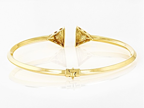 10k Yellow Gold Diamond-Cut Triangle Flex Bangle