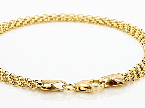 Double Row Braided Rope Chain Bracelet in 10K Gold - 7.5