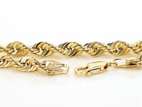 10K Yellow Gold 4.9mm Rope Link 20 Inch Chain