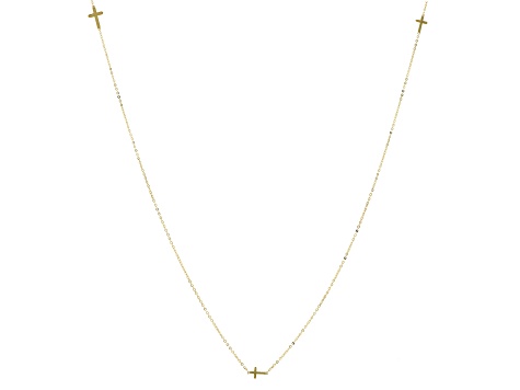 10k Yellow Gold Cross Station 32" Necklace